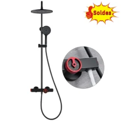 Duschsystem Mit Thermostat Schwarz 3 In 1 Duschset Mit Trennbar Badewannenarmatur Duscharmatur Aus Messing Duschset 3 Funktion Handbrause Überkopfbrause Duschstange Regendusche Für Bad