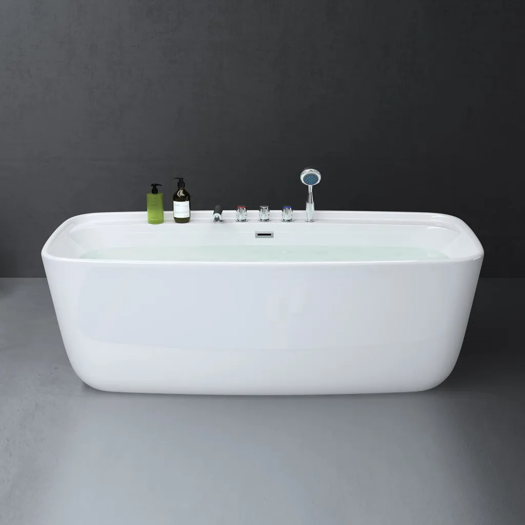 Mai & Mai Freistehende Acryl-Badewanne 170x80cm Rechteckig Inkl. Armatur Und Handbrause, Farbe: Weiß, Material: Sanitäracryl V612MA 6 Mai & Mai Freistehende Acryl-Badewanne 170x80cm Rechteckig Inkl. Armatur Und Handbrause, Farbe: Weiß, Material: Sanitäracryl V612MA – Bild 4