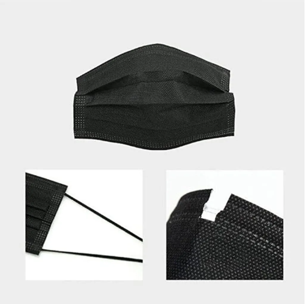 VADOOLL 50 Stück Atemschutzmaske Maske Einwegmaske 3-lagige Schwarze Gesichtsmaske Atmungsaktive Staubschutzmaske 5 VADOOLL 50 Stück Atemschutzmaske Maske Einwegmaske 3-lagige Schwarze Gesichtsmaske Atmungsaktive Staubschutzmaske – Bild 3