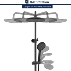 Schwarz Duschsystem Regendusche Mit Thermostat 40℃, Edelstahl Duscharmatur Set, Duschsäule Regendusche, Inkl. Verstellbar Duschstange Und Handbrause -Vidailo Verkaufe 0239504748d20ec65a7c3b26139e094c