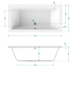 Calmwaters® Rechteck-Badewanne 190x90 Cm, Acrylwanne Modern Square 2, Duo-Badewanne Für Zwei Personen, Ergonomische Körperformbadewanne, Maße 190 X 90 Cm, Rechteckbadewanne Weiß, 02SL3322 -Vidailo Verkaufe 0278faccb4fbfa7e62f2a7efc636ea7f
