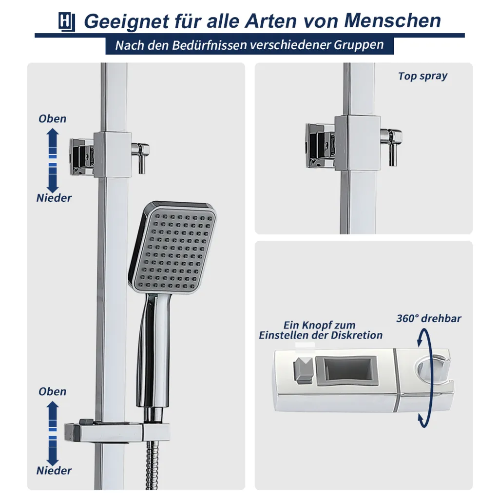 Duschsystem Mit Thermostat Regendusche Duschset Inkl. Duschkopf Handbrause Und Duschstange Duschsäule Für Dusche Duscharmatur 7 Duschsystem Mit Thermostat Regendusche Duschset Inkl. Duschkopf Handbrause Und Duschstange Duschsäule Für Dusche Duscharmatur – Bild 5