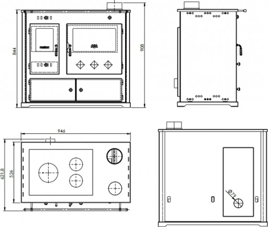 Kaminofen Mit Backfach Und Herdplatte Pracktik Lux Rot Holzofen 9,5 KW Kamin Ofen Dauerbrandofen Werkstattofen Schwedenofen Hüttenofen Heizofen 16 Kaminofen Mit Backfach Und Herdplatte Pracktik Lux Rot Holzofen 9,5 KW Kamin Ofen Dauerbrandofen Werkstattofen Schwedenofen Hüttenofen Heizofen – Bild 14