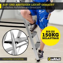 Craftfull Stehleiter CF-133B, Aluminium-Haushaltsleiter, Ablagefläche, Gummi-Standfüße, 3-6 Stufen (4 Stufen) 20 Craftfull Stehleiter CF-133B, Aluminium-Haushaltsleiter, Ablagefläche, Gummi-Standfüße, 3-6 Stufen (4 Stufen) -Vidailo Verkaufe 0576b34ebad088b92f844f5df23b46a6