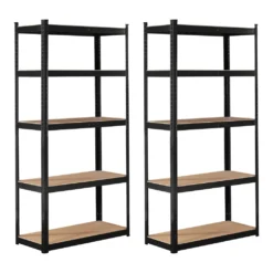 AREBOS 2er Set Schwerlastregal Kellerregal Steckregal Lagerregal Werkstattregal Schwarz