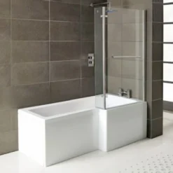 Raumspar Badewanne Syna Mit Duschzone 150 X 85/70 X 40 Cm, Rechts, Weiß, Komplett-Set