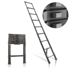 STAHLWERK Teleskopleiter 150 Kg 2,60 M Ausziehbare Aluminiumleiter Anlegeleiter