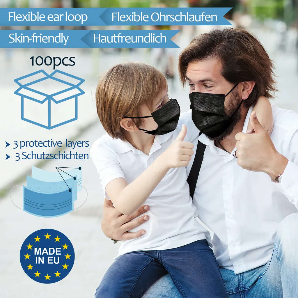 Virshields® Medizinischer Mundschutz - Typ IIR, BFE 99,98%/VFE 99,6%, DIN EN 14683, EU, 50-2000 STK, 3-lagig, Farbwahl - OP Masken, Mund Und Nasenschutz, Einweg Gesichtsmaske, Einwegmasken 7 Virshields® Medizinischer Mundschutz - Typ IIR, BFE 99,98%/VFE 99,6%, DIN EN 14683, EU, 50-2000 STK, 3-lagig, Farbwahl - OP Masken, Mund Und Nasenschutz, Einweg Gesichtsmaske, Einwegmasken – Bild 5