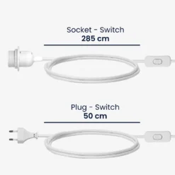 Kwmobile E27 Lampenfassung Mit Schalter - 3,5m Textilkabel - E 27 Fassung Netzkabel Mit Schraubring Schalter - Lampenaufhängung Lampenkabel Weiß -Vidailo Verkaufe 09b8d65eeab39835aee83779a76d3cea