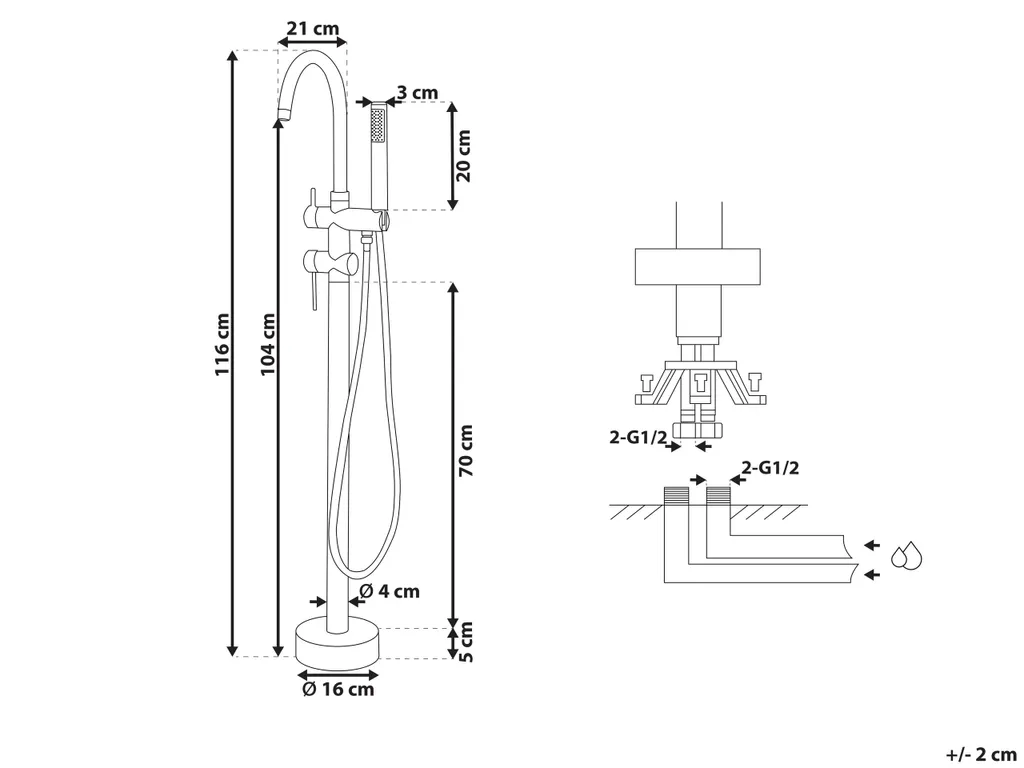 Duscharmatur Armatur Freistehend Mischer Wasserhahn Dusche Set Brause Matt Weiss Edelstahl Messing Kunststoff Modern 4 Duscharmatur Armatur Freistehend Mischer Wasserhahn Dusche Set Brause Matt Weiss Edelstahl Messing Kunststoff Modern – Bild 2