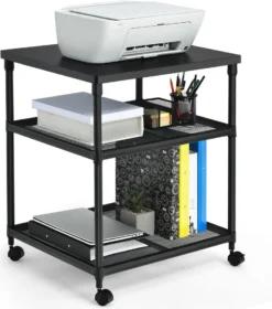 COSTWAY 3-stöckiger Druckerständer, Mutifunktionaler Druckerwagen Mit 360° Drehbare & Feststellbare Räder, Stabiler Eisenrahmen, Höhenverstellbares Druckerregal 15 COSTWAY 3-stöckiger Druckerständer, Mutifunktionaler Druckerwagen Mit 360° Drehbare & Feststellbare Räder, Stabiler Eisenrahmen, Höhenverstellbares Druckerregal -Vidailo Verkaufe 0bcb3aa81bcb86560062e8e5acb0d3c1