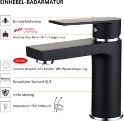 Badarmatur Schwarz Wasserhahn Bad Waschtischarmatur Mischbatterie Bad Waschbecken Armatur Für Badezimmer Einhandmischer Waschtischmischer Waschtischbatterie -Vidailo Verkaufe 0bd5d42b03892f516f7608474ba240bb