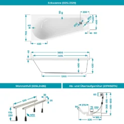 Calmwaters® Raumsparende Eckbadewanne 160x70 Cm, Set Mit Acrylwanne Essential Small, Wannenfüße, Ab- Und Überlaufgarnitur, Platzsparende Badewanne Rechter Ausführung, 160 X 70 Cm, Weiß, 99000326 -Vidailo Verkaufe 0d1c3bca6552b490faf19d3d6310c01e