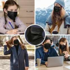 Virshields® Mund Und Nasenschutz - 200 STK, 3-lagig, Allgemeine Verwendung, Schwarz, EU - Masken Mundschutz, Einweg Gesichtsmaske, Einwegmasken, Schutzmasken, Einmalmasken, Maske -Vidailo Verkaufe 0d21295dca0adfb629a4900e3c77e41c