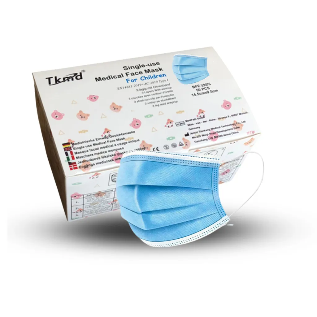 50er Packung Tkmd Medizinische Kinder Masken In Blau Type I 4 50er Packung Tkmd Medizinische Kinder Masken In Blau Type I – Bild 2