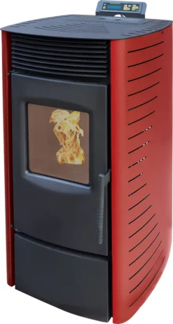 Nemaxx P9 Pelletofen Pelletkamin Pelletkaminofen 9 KW Kaminofen Heizofen Pellet Ofen Kamin Pelletheizung Heizung Heizgerät Kaminheizung Pellets - Rot - WiFi-Ready