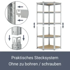 Juskys Eckregal Lageregal Corner Basic 180 X 70 X 40-70 Cm - 875 Kg - 5 Böden - Metall Verzinkt - Schwerlastregal Steckregal Kellerregal -Vidailo Verkaufe 11c17eec040eddb733ff1fafa5a13c21