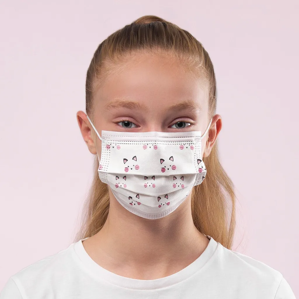 Medizinische Mundschutz Für Kinder -Maske Typ IIR, OP-Masken Kätzchen Weiß, Hergestellt In Deutschland - 50 Stück 5 Medizinische Mundschutz Für Kinder -Maske Typ IIR, OP-Masken Kätzchen Weiß, Hergestellt In Deutschland - 50 Stück – Bild 3