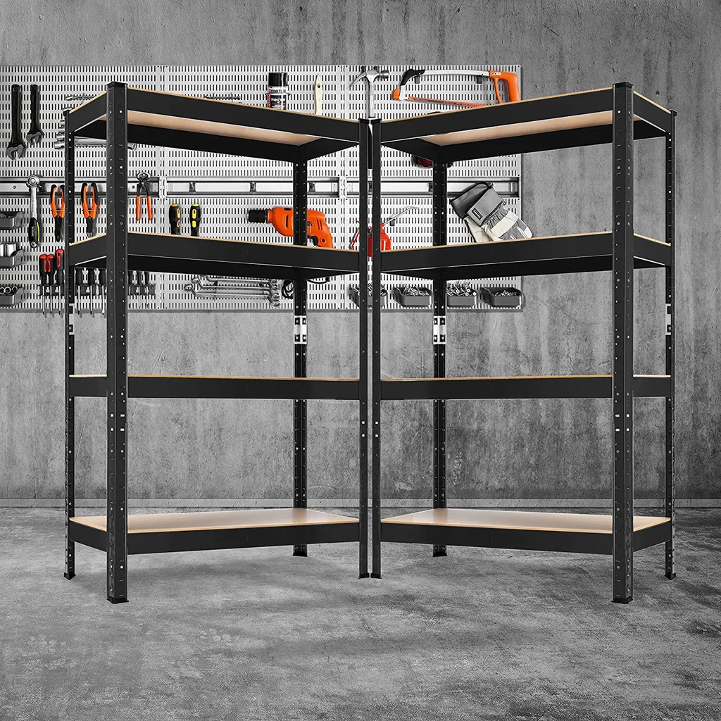 MASKO® 2er-Set Lagerregal Schwerlastregal, Kellerregal , Bis 875 Kg Belastbar, 5 Verstellbare Ablagen, MDF-Platten Regal Aus Metall, Steckregal, Werkstattregal, Keller, Garage, Farbe:2x Schwarz 700kg, Größe:2x 160x80x40cm 4-Böden 9 MASKO® 2er-Set Lagerregal Schwerlastregal, Kellerregal , Bis 875 Kg Belastbar, 5 Verstellbare Ablagen, MDF-Platten Regal Aus Metall, Steckregal, Werkstattregal, Keller, Garage, Farbe:2x Schwarz 700kg, Größe:2x 160x80x40cm 4-Böden – Bild 7