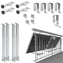 NuaSol -NuaFix Balkongelände Halterung Eckig Für 2 Solarmodule Aus Edelstahl
