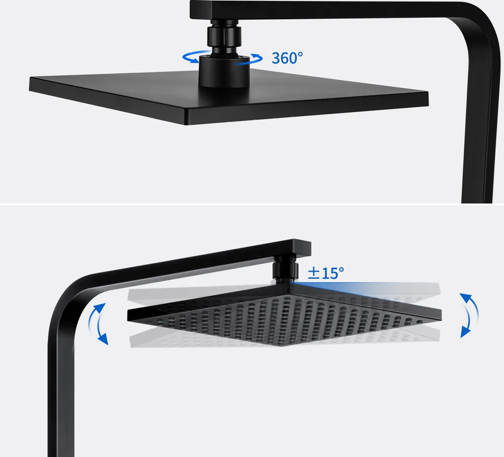 Duschsystem Mit 38 °C Thermostat Duscharmatur Regendusche Duschset Dusch Mit Handbrause, Schwarz 7 Duschsystem Mit 38 °C Thermostat Duscharmatur Regendusche Duschset Dusch Mit Handbrause, Schwarz – Bild 5