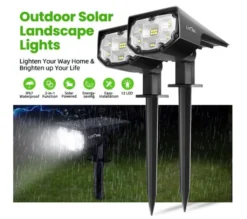 LITOM 12 LED Solar Flutlichter, IP67 Wasserdichte Wandleuchten 2-in-1 Wireless Outdoor Für Garten Auffahrt Veranda Gehweg Pool Terrasse 2er Pack