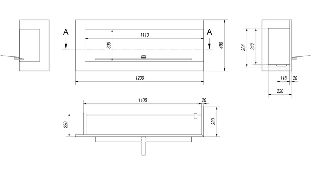 Wandkamin Bioethanol DELTA 1200 Rechts 10 Wandkamin Bioethanol DELTA 1200 Rechts – Bild 8