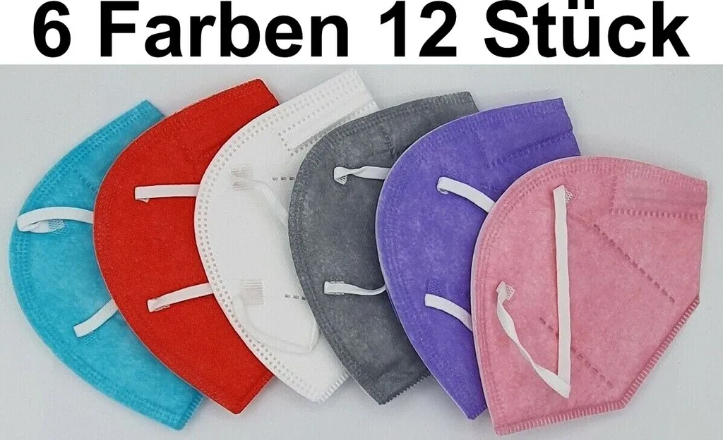 Set 12x FFP2 Atemschutzmaske Mundschutz 5 Lagig Grau Türkis Rosa Lila Weiß Rot Effektiver Schutz E Masken Mund Nase 95% Filterung 3 Set 12x FFP2 Atemschutzmaske Mundschutz 5 Lagig Grau Türkis Rosa Lila Weiß Rot Effektiver Schutz E Masken Mund Nase 95% Filterung