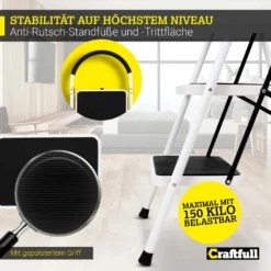 Craftfull Klapptritt CF-130A, Aluminium-Trittleiter 4 Stufen Klappbar -Vidailo Verkaufe 17c45961d093af03983ce614c71c8922