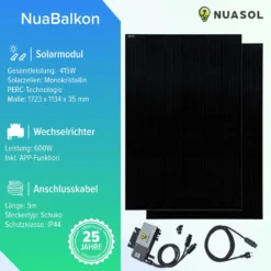 NuaSol Balkonkraftwerk 830W/600W All Black Photovoltaik Solaranlage Steckfertig WIFI Smart -Vidailo Verkaufe 19f869952d4a8b0a44ee1202a8f0d399