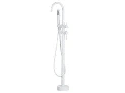 Duscharmatur Armatur Freistehend Mischer Wasserhahn Dusche Set Brause Matt Weiss Edelstahl Messing Kunststoff Modern