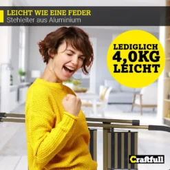 Craftfull Stehleiter CF-134A Champagner Edition Klappleiter 3 Stufen, Gummierte Standfüße, Alu Leiter Aluminiumleiter Aluleiter Mehrzweckleiter Multifunktionsleiter Haushaltsleiter Leiter -Vidailo Verkaufe 1d6d1c7989c43a7ade446b76fceedbd5