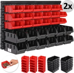 Deuba Wandregal Mit Stapelboxen 64 Tlg Box Starke Wandplatten Erweiterbar Werkstattregal Lagerregal Steckregal