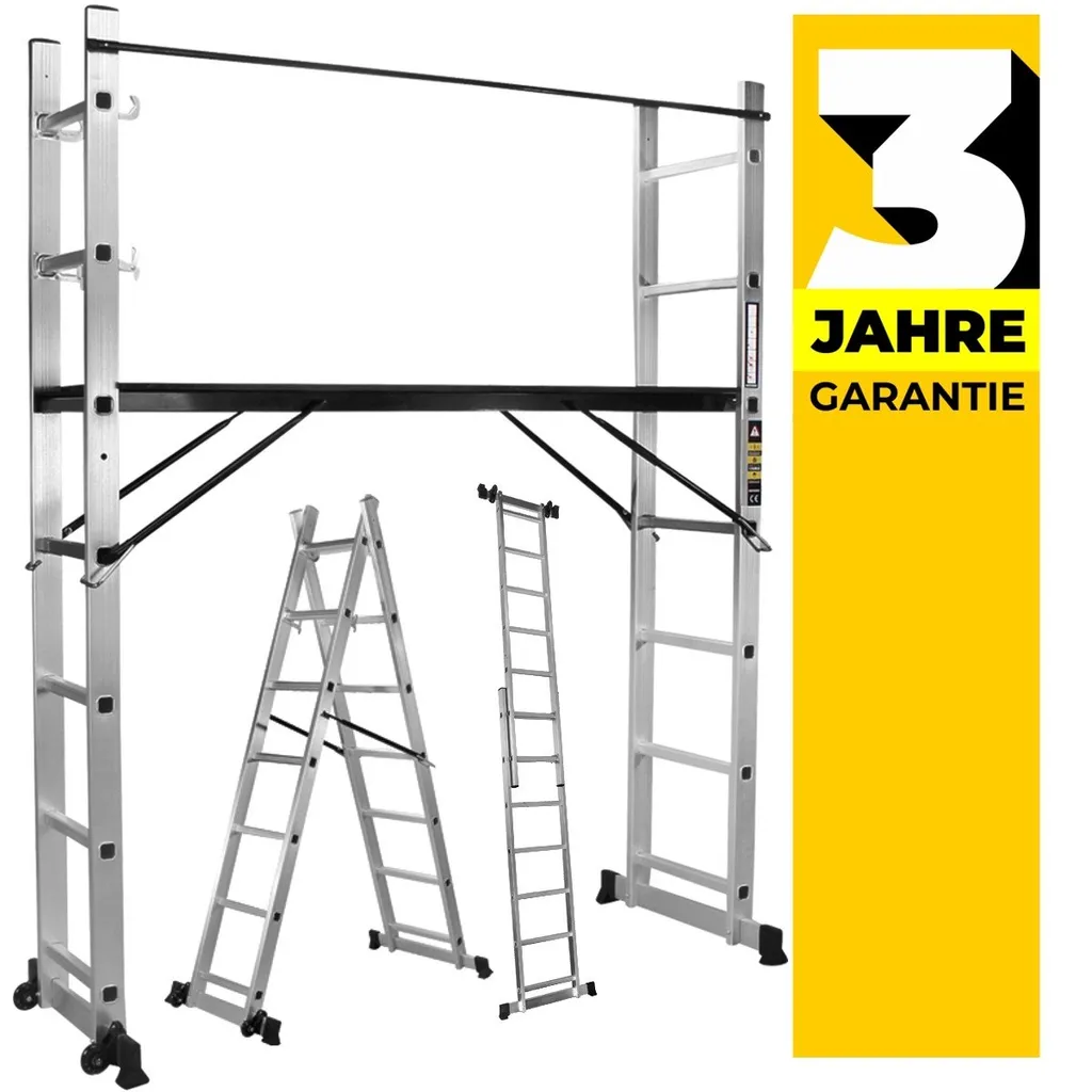 Aluminium Leitergerüst CF-103A - Multigerüst - Multifunktionsleiter - Gerüst - Stehleiter - Bockleiter - Leiter - (1.95 Meter 7 Sprossen) 3 Aluminium Leitergerüst CF-103A - Multigerüst - Multifunktionsleiter - Gerüst - Stehleiter - Bockleiter - Leiter - (1.95 Meter 7 Sprossen)