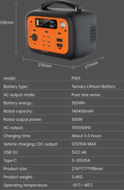 OUKITEL P501E 500W (1000W Peak) Stromerzeuger Power Station 505WH Tragbare Stromgenerator Solargenerator Mobiler Stromspeicher Power Station Für Notstrom Camping Emergecy Zu Hause -Vidailo Verkaufe 22de0a971b2896063c7318006ab2c3a7