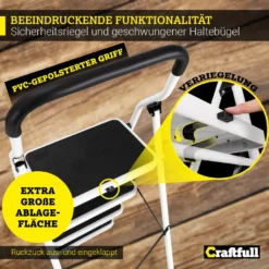 Craftfull Klapptritt CF-132A, Aluminium-Trittleiter 5 Stufen Klappbar -Vidailo Verkaufe 2304c3f18dfd721cd396b0bb28715d98