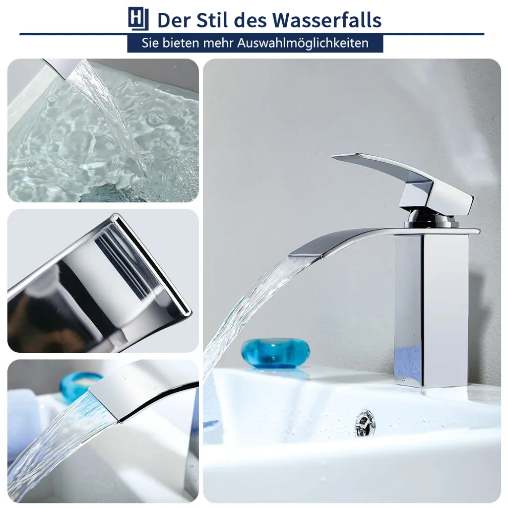 Wasserhahn Bad Wasserfall Badarmatur Messing Waschtischarmatur Für Badezimmer Einhandmischer Waschbecken Armatur Verchromt Silber 4 Wasserhahn Bad Wasserfall Badarmatur Messing Waschtischarmatur Für Badezimmer Einhandmischer Waschbecken Armatur Verchromt Silber – Bild 2