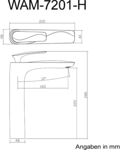 Mai & Mai Waschtischarmatur WAM-7201 In Schwarz Matt Waschbeckenarmatur 28 Cm Hoch Einhandmischer -Vidailo Verkaufe 2372a93de3842a9f842f21ef6cbd3cca