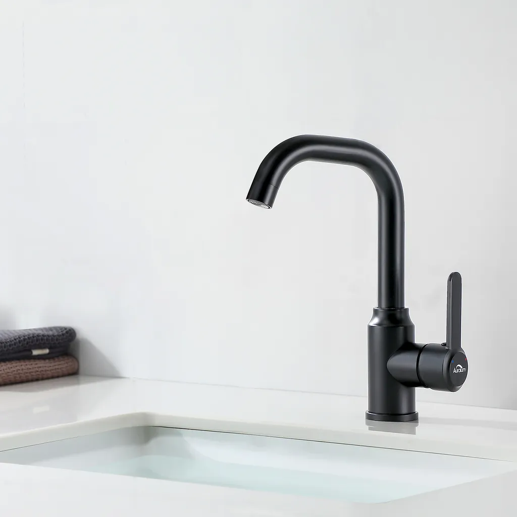 Auralum 360° Drehbar Armatur Für Küche Und Waschbeken, Badarmatur Einhebel-Waschtischmischer, Schwarz 4 Auralum 360° Drehbar Armatur Für Küche Und Waschbeken, Badarmatur Einhebel-Waschtischmischer, Schwarz – Bild 2