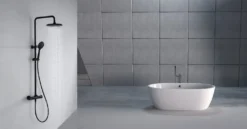 Schwarz Duschsystem Regendusche Mit Thermostat 40℃, Edelstahl Duscharmatur Set, Duschsäule Regendusche, Inkl. Verstellbar Duschstange Und Handbrause -Vidailo Verkaufe 24cb6924fb6b42b637e50a465e1684c9