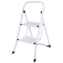 Small Giraffe Einseitige Metall-Klappleiter | 2 Stufen | Weiß |120kg Tragkraft | Leiter, Trittleiter