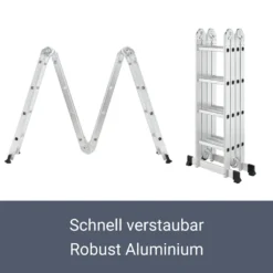 Juskys Aluminium Multifunktionsleiter 4x4 Stufen - 4,7 M Länge Klappbar – Leiter 4-teilig Bis 150 Kg - Gelenkleiter Klappleiter Stehleiter Aluleiter -Vidailo Verkaufe 263ad7c7ef4ee9d1df4dabaddcf97dee