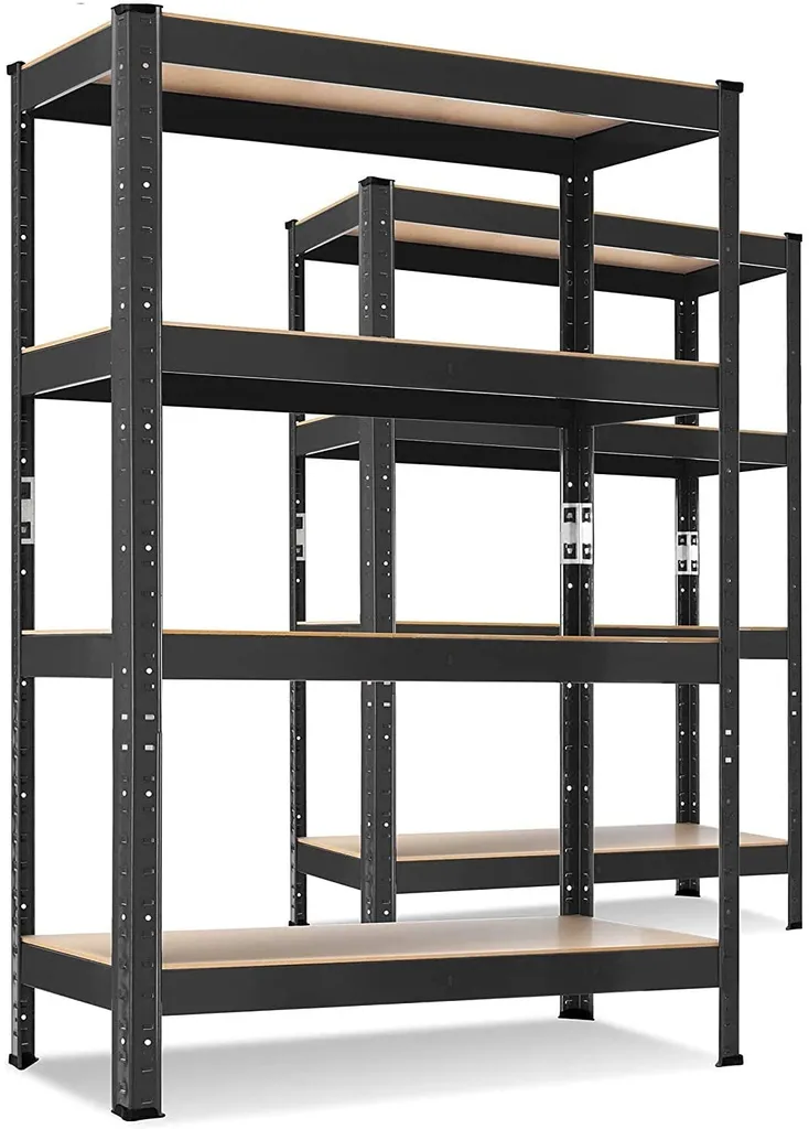 MASKO® 2er-Set Lagerregal Schwerlastregal, Kellerregal , Bis 875 Kg Belastbar, 5 Verstellbare Ablagen, MDF-Platten Regal Aus Metall, Steckregal, Werkstattregal, Keller, Garage, Farbe:2x Schwarz 700kg, Größe:2x 160x80x40cm 4-Böden 4 MASKO® 2er-Set Lagerregal Schwerlastregal, Kellerregal , Bis 875 Kg Belastbar, 5 Verstellbare Ablagen, MDF-Platten Regal Aus Metall, Steckregal, Werkstattregal, Keller, Garage, Farbe:2x Schwarz 700kg, Größe:2x 160x80x40cm 4-Böden – Bild 2