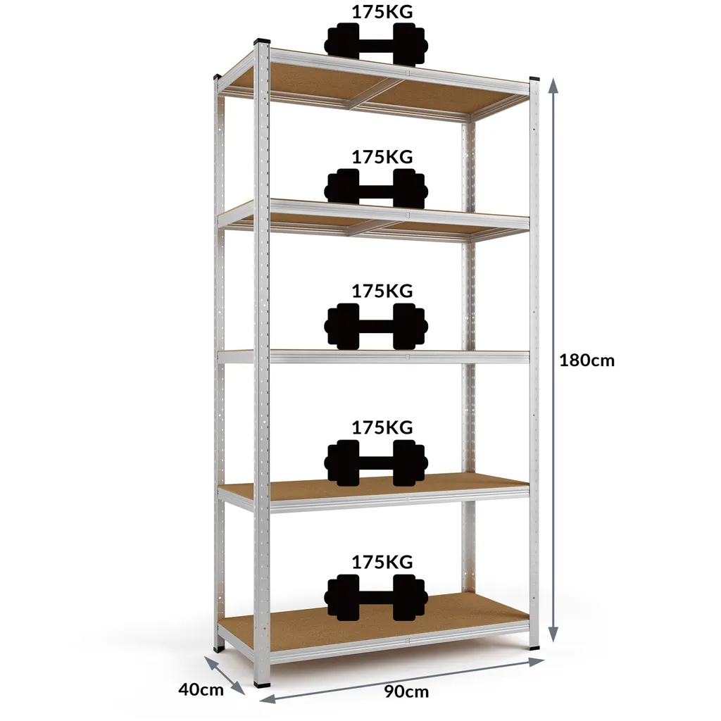 Monzana Schwerlastregal Kellerregal Steckregal Werkstattregal Lagerregal Regal, Model:2x 5 Böden - 180x90x40cm 10 Monzana Schwerlastregal Kellerregal Steckregal Werkstattregal Lagerregal Regal, Model:2x 5 Böden - 180x90x40cm – Bild 8