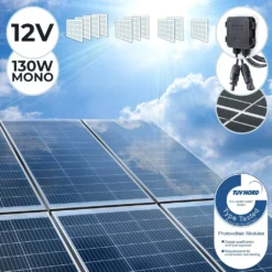 Solarpanel Monokristallin - 130 W, 18 V Für 12 V Batterien, Photovoltaik, Ladekabel, Silizium - Solarzelle, Solaranlage Für Wohnwagen, Camping, Balkon, Gartenhäuser, Solarmodul