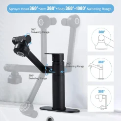 360 ° Drehbarer Wasserhahn Schwarzer Einhebelmischer Badezimmer Küche Zwei Wassermodus Wasserhahn -Vidailo Verkaufe 28258785bd7a55955c77caf134872dfd