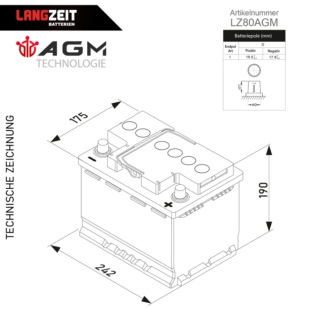 Langzeit AGM Batterie 80Ah 12V Solarbatterie Wohnmobil Batterie Bootsbatterie Akku 7 Langzeit AGM Batterie 80Ah 12V Solarbatterie Wohnmobil Batterie Bootsbatterie Akku – Bild 5