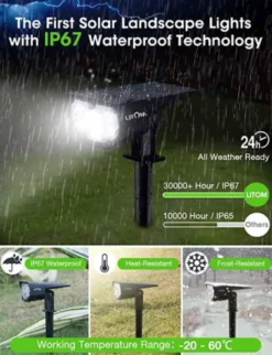 LITOM 12 LED Solar Flutlichter, IP67 Wasserdichte Wandleuchten 2-in-1 Wireless Outdoor Für Garten Auffahrt Veranda Gehweg Pool Terrasse 2er Pack -Vidailo Verkaufe 292ae35e85f5531cd0a8aab4e08b6d81