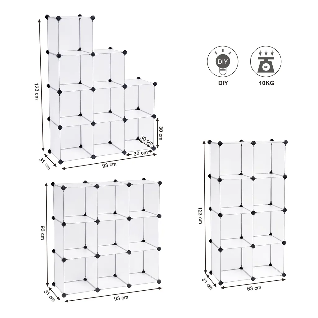 SONGMICS Regalsystem Mit 9 Fächern 93 X 123 X 31 Cm Cube Aufbewahrung Sideboard Aufbewahrungsbox Weiß LPC115S 8 SONGMICS Regalsystem Mit 9 Fächern 93 X 123 X 31 Cm Cube Aufbewahrung Sideboard Aufbewahrungsbox Weiß LPC115S – Bild 6
