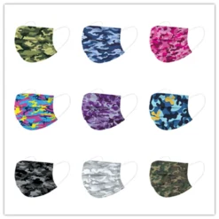 90 Stück 3-lagig Tarnung Gesichtsmaske Mundschutz Einwegmaske Mund-Nasen Masken Unisex